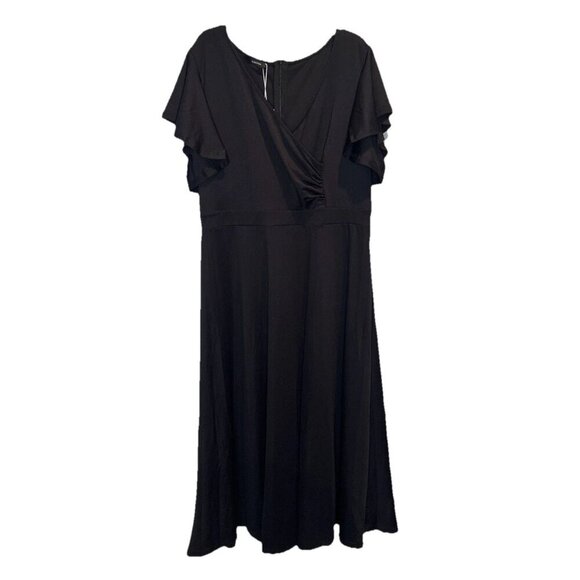 Dokotoo Womens Black V Neck Flutter Sleeve Maxi Dress Sz XL NEW Stretch Party - Picture 1 of 10